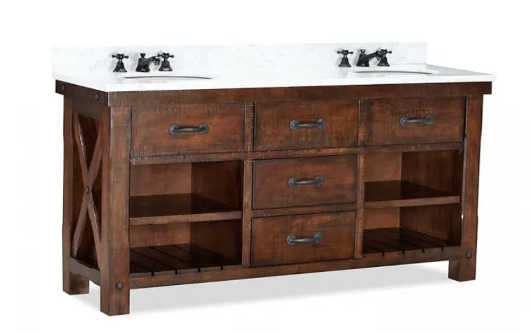 Rustic double vanity, dark wood option
