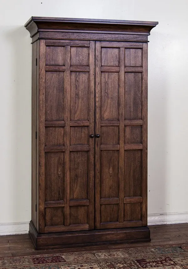 Dark Oak Rustic Armoire – Panelled Double Doors, Tall Body